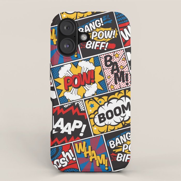 Modern Comic Book Superhero Pattern Color Colour Cartoon Lichtenstein Pop Art iPhone Case Gallery Image 1