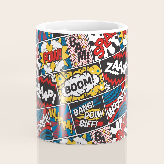 Modern Comic Book Superhero Pattern Color Colour Cartoon Lichtenstein Pop Art Coffee Mug Gallery Image 4