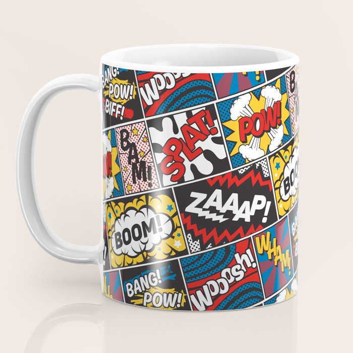 Modern Comic Book Superhero Pattern Color Colour Cartoon Lichtenstein Pop Art Coffee Mug Gallery Image 3