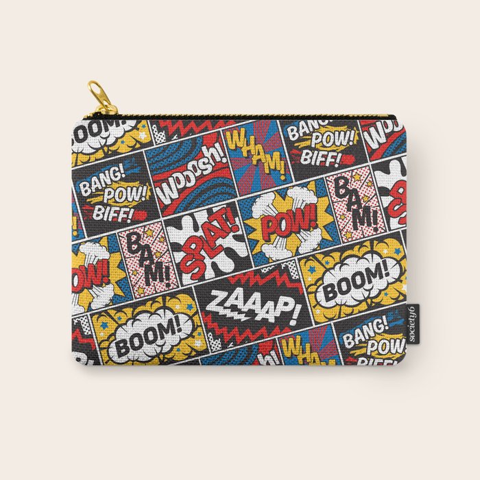Modern Comic Book Superhero Pattern Color Colour Cartoon Lichtenstein Pop Art Carry All Pouch Gallery Image 1
