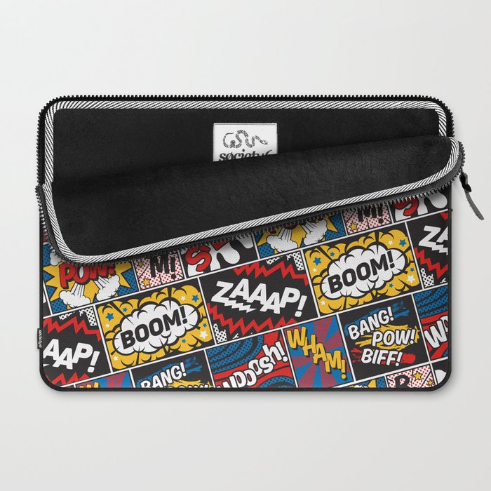 Modern Comic Book Superhero Pattern Color Colour Cartoon Lichtenstein Pop Art Laptop Sleeve Gallery Image 2