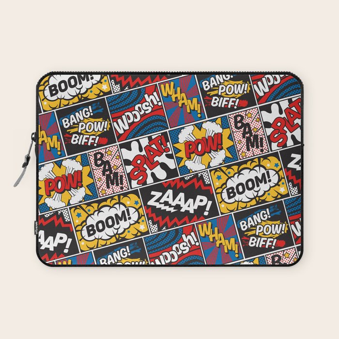 Modern Comic Book Superhero Pattern Color Colour Cartoon Lichtenstein Pop Art Laptop Sleeve Gallery Image 1