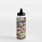 Modern Comic Book Superhero Pattern Color Colour Cartoon Lichtenstein Pop Art Water Bottle Gallery Image 3