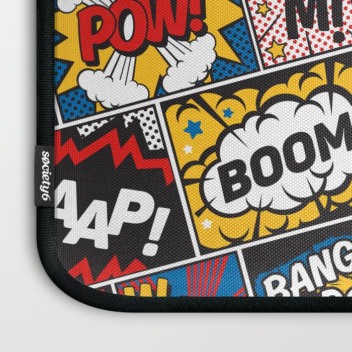 Modern Comic Book Superhero Pattern Color Colour Cartoon Lichtenstein Pop Art Laptop Sleeve Gallery Image 3