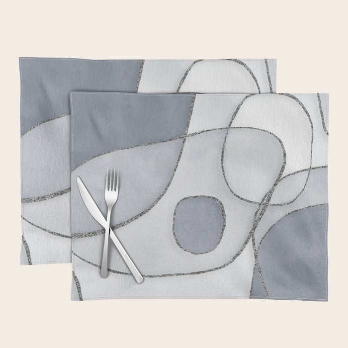 Abstract Line Work Blue Grey Placemat Gallery Image 1