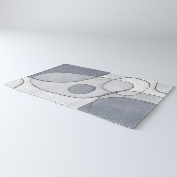 Abstract Line Work Blue Grey Rug Gallery Image 3