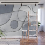 Abstract Line Work Blue Grey Wall Mural Gallery Image 1