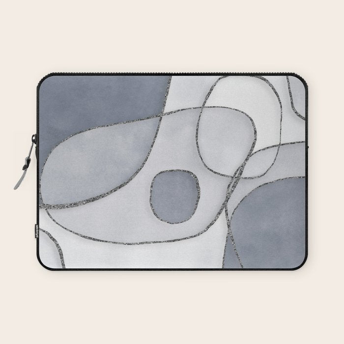 Abstract Line Work Blue Grey Laptop Sleeve Gallery Image 1