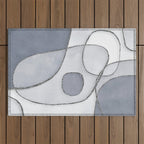 Abstract Line Work Blue Grey Outdoor Rug Gallery Image 1