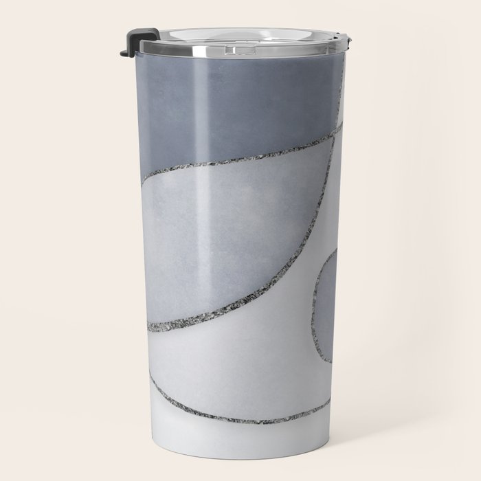 Abstract Line Work Blue Grey Travel Mug Gallery Image 3