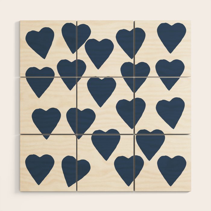 Hearts Navy Wood Wall Art Gallery Image 1