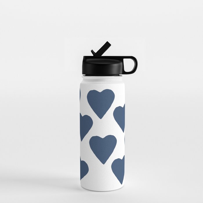 Hearts Navy Water Bottle