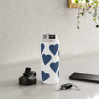 Hearts Navy Water Bottle Gallery Image 4