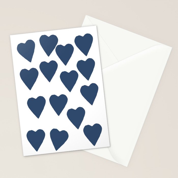 Hearts Navy Stationery Card Gallery Image 2