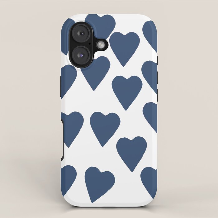 Hearts Navy iPhone Case Gallery Image 1