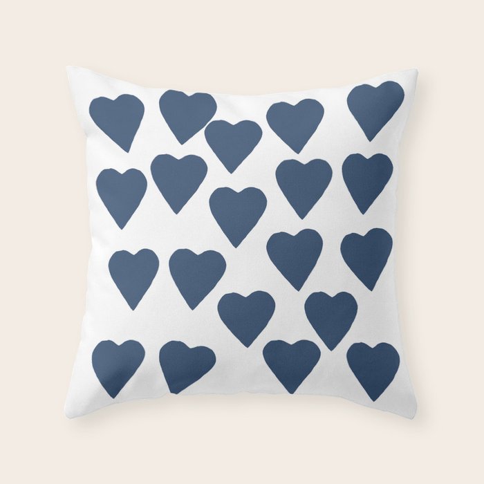 Hearts Navy Throw Pillow Gallery Image 6