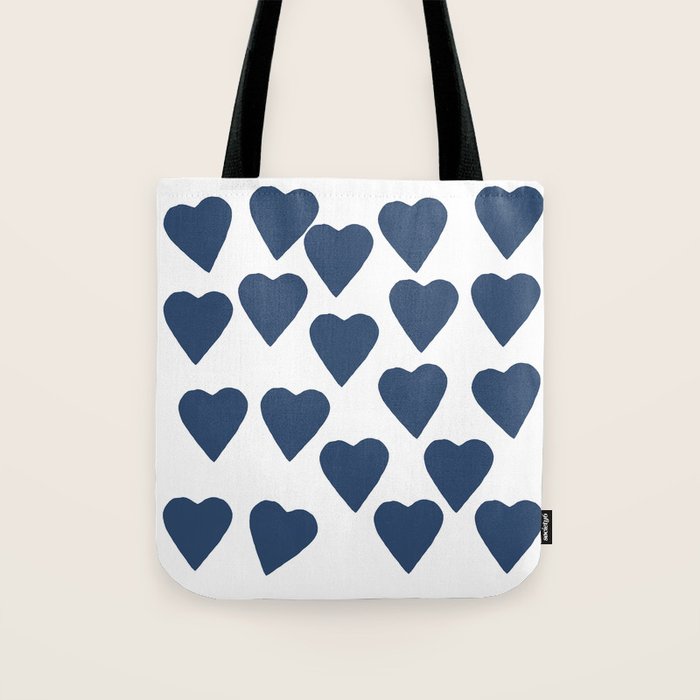 Hearts Navy Tote Bag Gallery Image 1