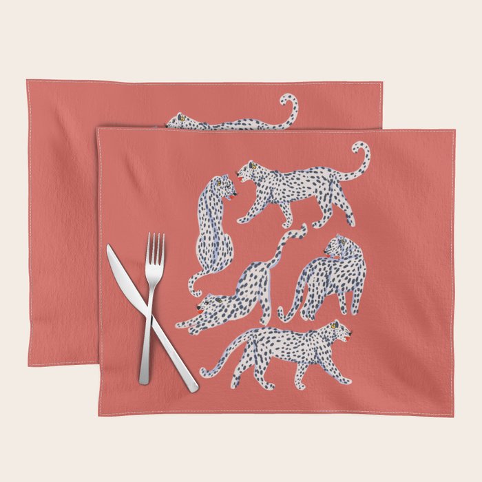 Fashionable white leopards  Placemat Gallery Image 1