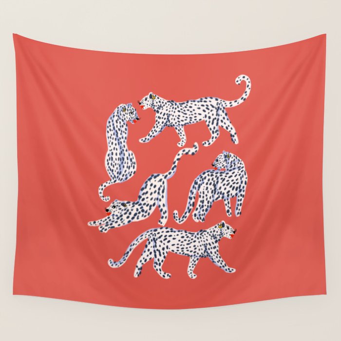 Fashionable white leopards  Wall Tapestry Gallery Image 1