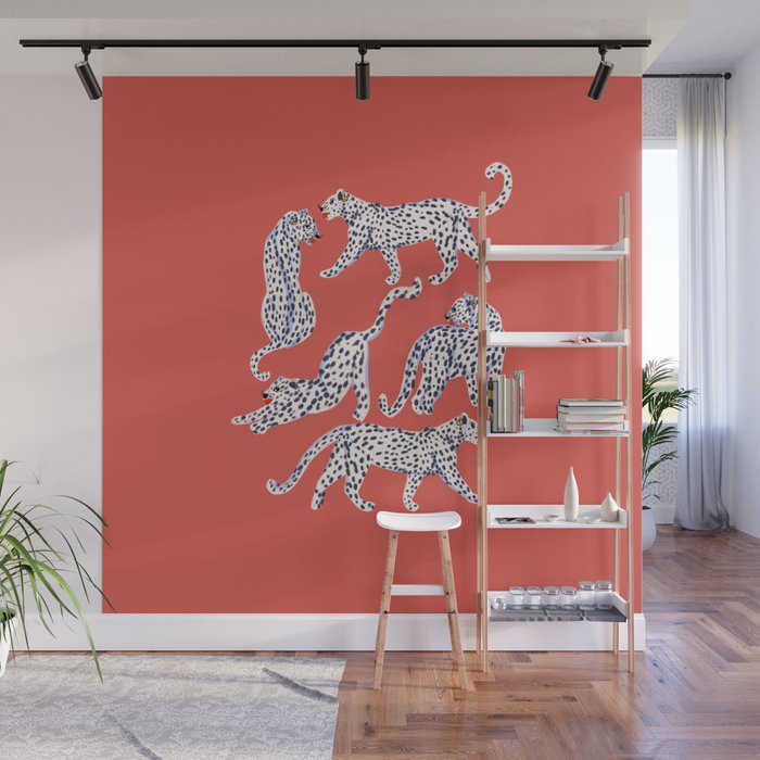 Fashionable white leopards  Wall Mural Gallery Image 1