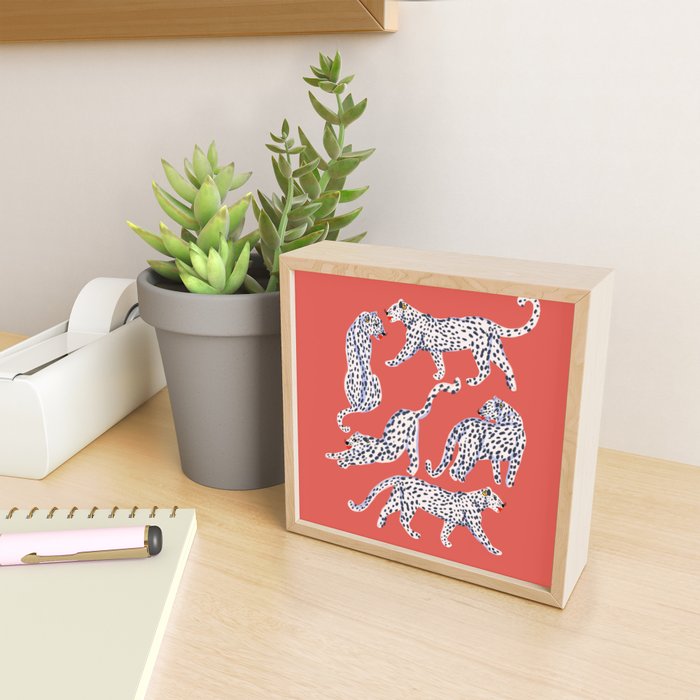 Fashionable white leopards  Mini Art Print Gallery Image 2