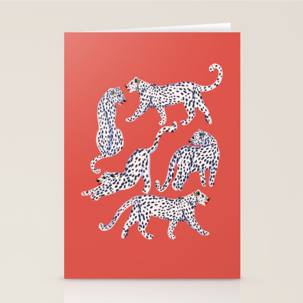 Fashionable white leopards  Stationery Card Gallery Image 2