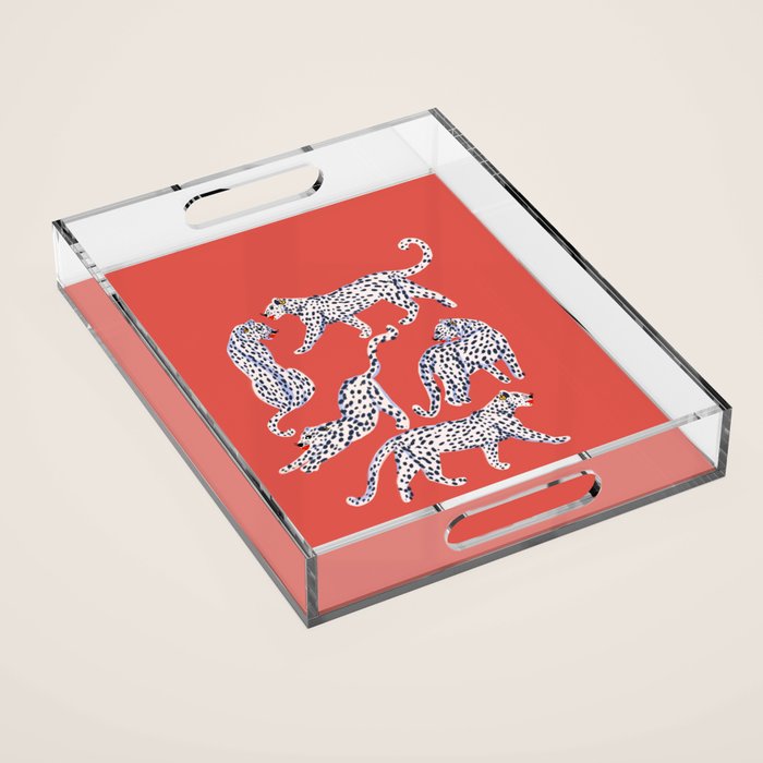 Fashionable white leopards  Acrylic Tray Gallery Image 1