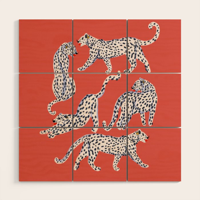 Fashionable white leopards  Wood Wall Art Gallery Image 1