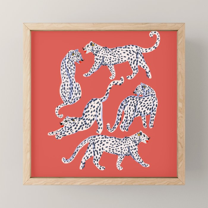 Fashionable white leopards  Mini Art Print Gallery Image 1