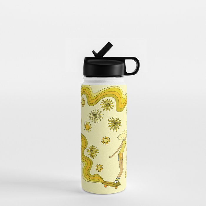 groovy skate hang 10 // tony alva style // surfy birdy art Water Bottle Gallery Image 1