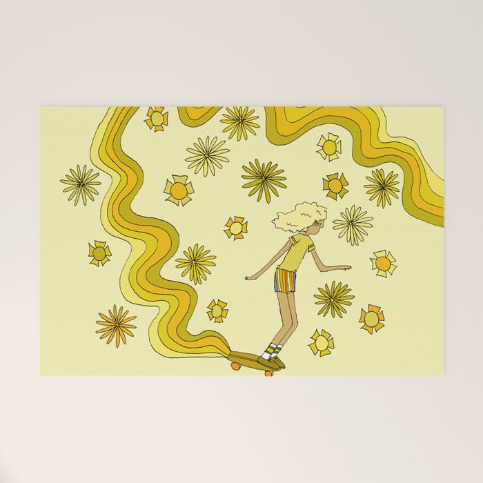 groovy skate hang 10 // tony alva style // surfy birdy art Welcome Mat Gallery Image 1