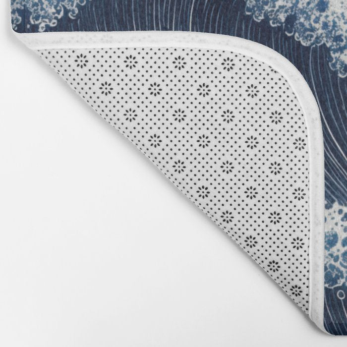 Japanese Wall Art Wave Poster Ocean Wall Art Minimalist Print Blue Japandi Art Wabi Sabi Painting Bath Mat Gallery Image 2