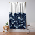 Japanese Wall Art Wave Poster Ocean Wall Art Minimalist Print Blue Japandi Art Wabi Sabi Painting Window Curtain Gallery Image 5