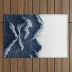 Japanese Wall Art Wave Poster Ocean Wall Art Minimalist Print Blue Japandi Art Wabi Sabi Painting Outdoor Rug Gallery Image 1