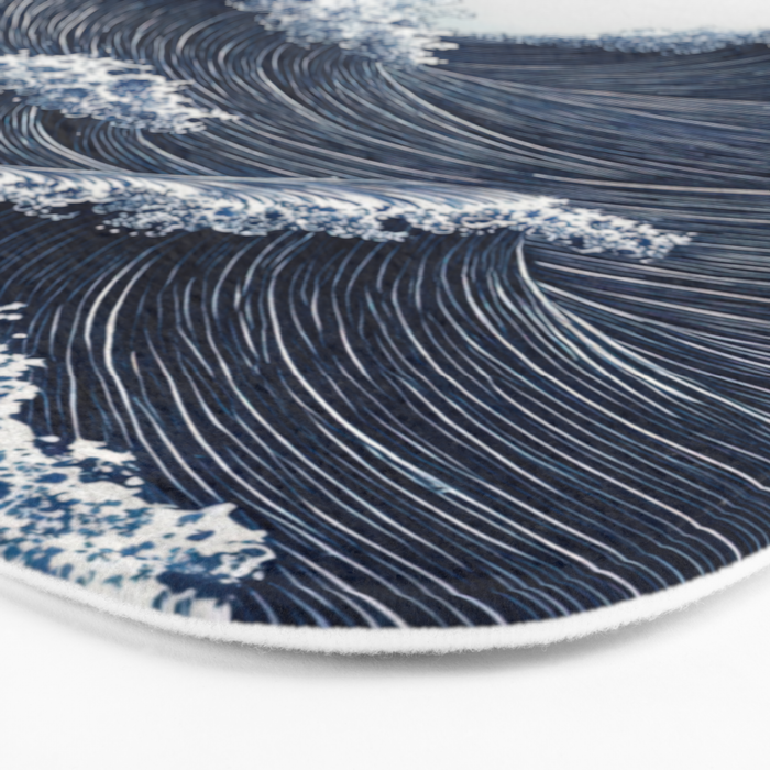 Japanese Wall Art Wave Poster Ocean Wall Art Minimalist Print Blue Japandi Art Wabi Sabi Painting Bath Mat Gallery Image 3