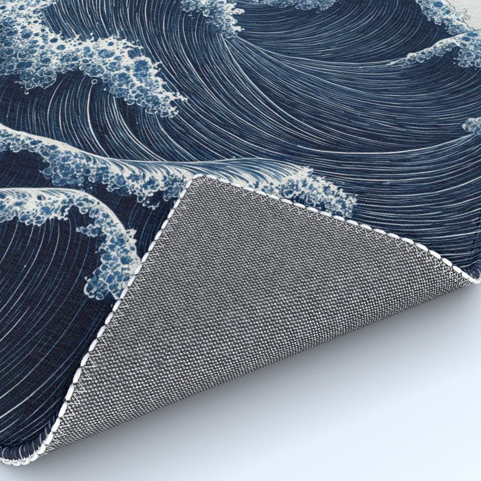 Japanese Wall Art Wave Poster Ocean Wall Art Minimalist Print Blue Japandi Art Wabi Sabi Painting Rug Gallery Image 4
