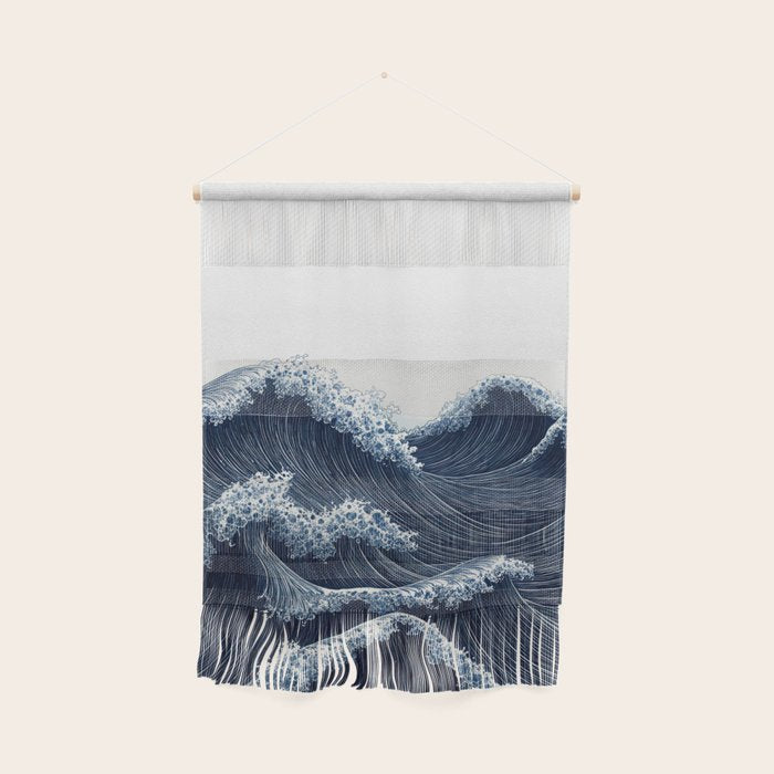 Japanese Wall Art Wave Poster Ocean Wall Art Minimalist Print Blue Japandi Art Wabi Sabi Painting Wall Hanging Gallery Image 1