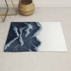 Japanese Wall Art Wave Poster Ocean Wall Art Minimalist Print Blue Japandi Art Wabi Sabi Painting Rug Gallery Image 1