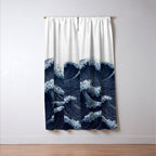 Japanese Wall Art Wave Poster Ocean Wall Art Minimalist Print Blue Japandi Art Wabi Sabi Painting Window Curtain Gallery Image 3
