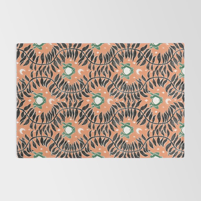 Froggie Ogee - papaya, green, and black Rug Gallery Image 2