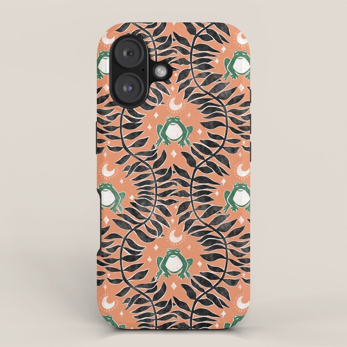 Froggie Ogee - papaya, green, and black iPhone Case Gallery Image 1