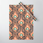 Froggie Ogee - papaya, green, and black Wrapping Paper Gallery Image 1