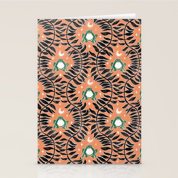 Froggie Ogee - papaya, green, and black Stationery Card Gallery Image 2