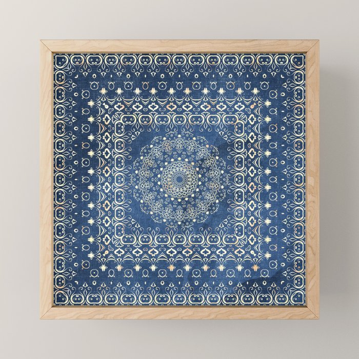 Old Bookshop Magic Mandala in Blue Mini Art Print Gallery Image 1
