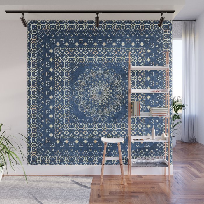 Old Bookshop Magic Mandala in Blue Wall Mural Gallery Image 1