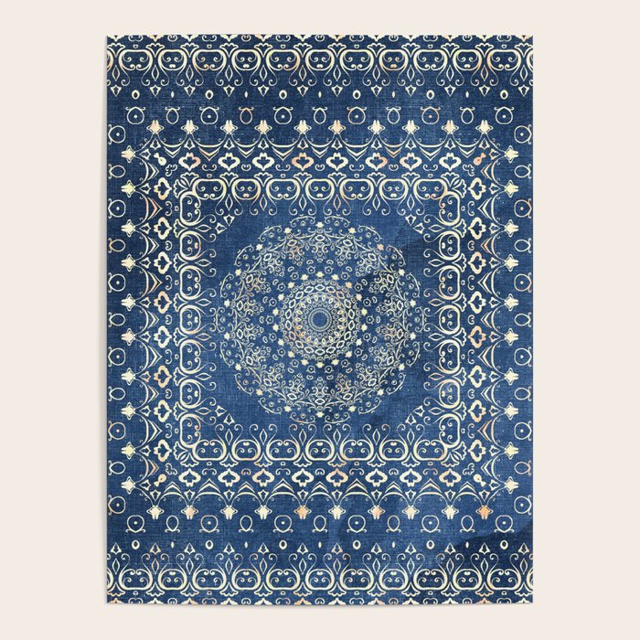 Old Bookshop Magic Mandala in Blue Poster Gallery Image 1