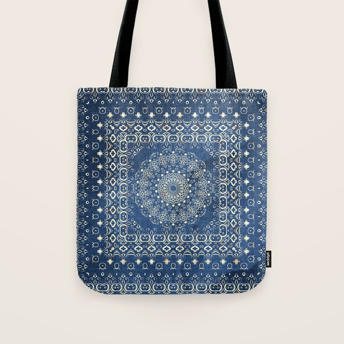 Old Bookshop Magic Mandala in Blue Tote Bag Gallery Image 1