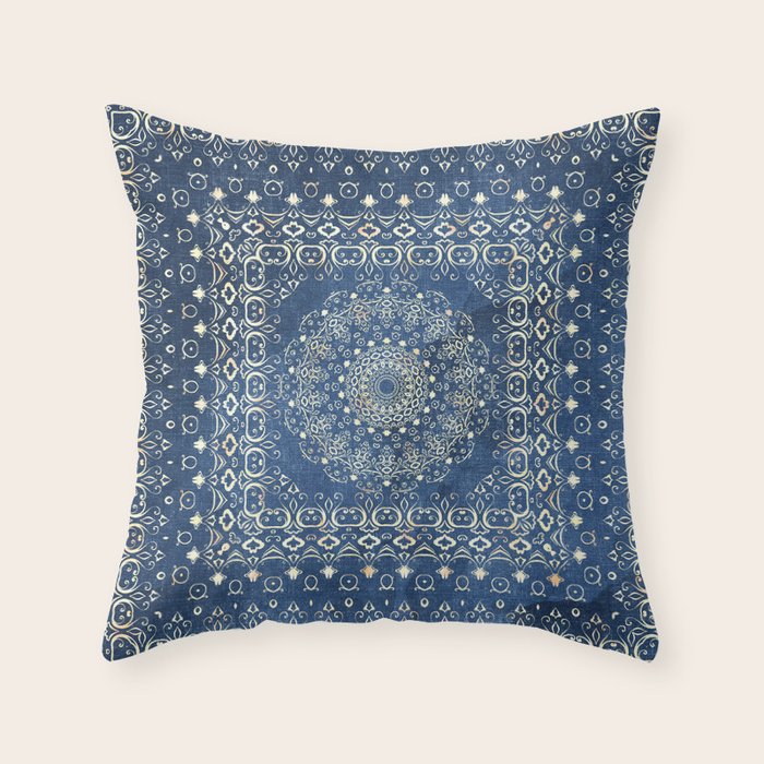 Old Bookshop Magic Mandala in Blue Throw Pillow Gallery Image 6