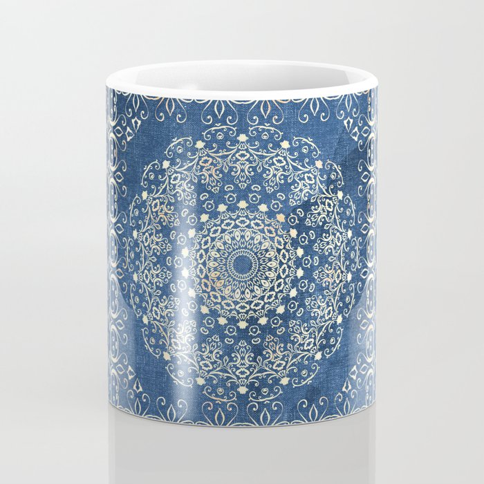 Old Bookshop Magic Mandala in Blue Coffee Mug Gallery Image 4