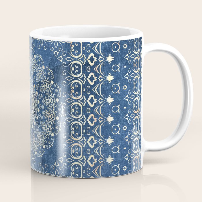 Old Bookshop Magic Mandala in Blue Coffee Mug Gallery Image 1